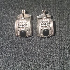 Vintage Sterling Silver/Onyx Earrings